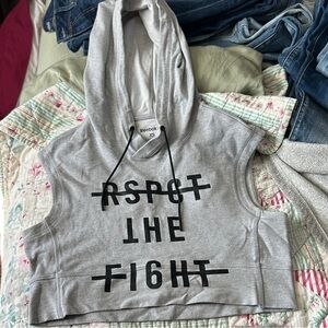 Reebok Gray Sleeveless Crop Hoodie